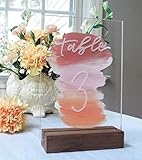 UNIQOOO 5x7 Clear Blank Acrylic Sheets with Rustic Walnut Wood Stand Holder | Perfect for Table...