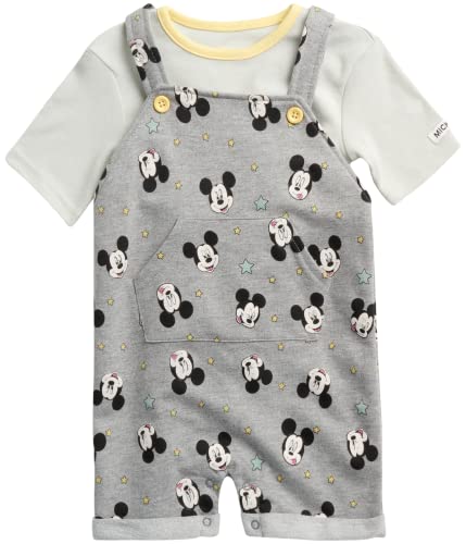 Disney Baby Toddler Boys' Overall T-Shirt Set Mickey Mouse, Lion King, Winnie The Pooh (0-3T), Size 2T, Mickey Faces Grey #TOP28