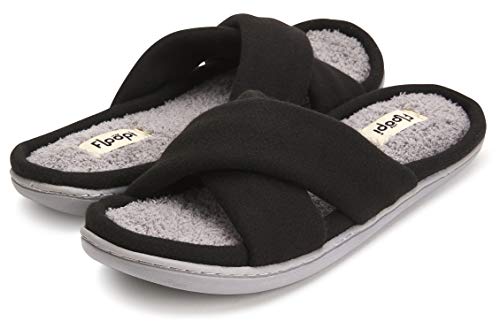 Floopi Women's Ultra Soft Padded Felt Criss Cross Slide with French Terry Insole, Memory Foam and Anti Skid Rubber Outsole for Summer