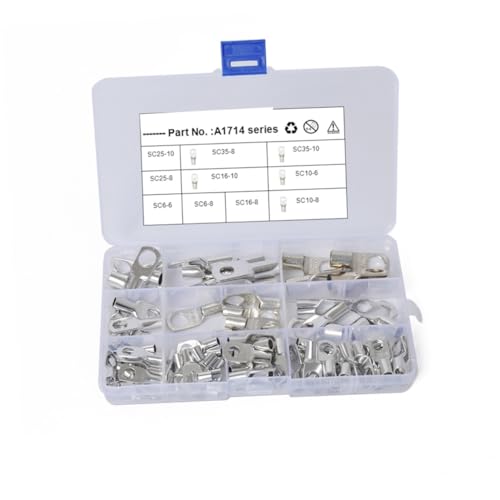 Veemoon 90 Pcs Cold Press Tinned Copper Cable Lugs Assortment Kit for Automotive Wire Connections High Conductivity Terminals Connectors for Electrical Wiring