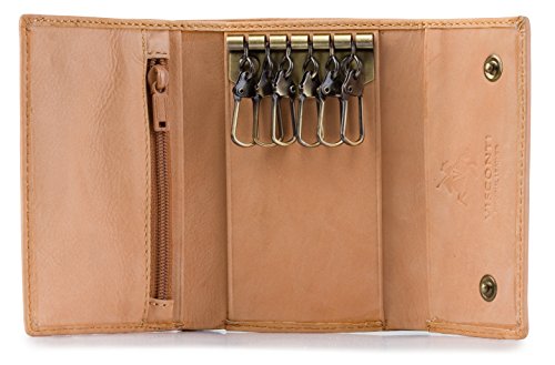 Visconti 1178 Leather Key Case Wallet/Key Holder Wallet/Coin Purse (Sand)