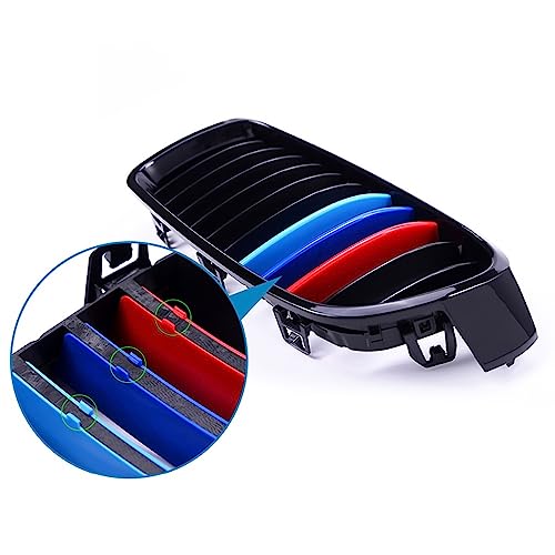 Image of M-Colored Grille Insert Trims Fit for 2013-2018 F30 F31 3 Series 320i 328i 330i 335i 340i M-Performance Black Kidney Grilles (8 Beams), NOT 11-Beam Standard Grille or 4 Series