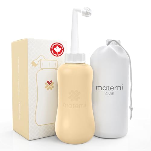 Materni Semi-Transparent 500 ml / 17 oz Peri Bottle for Postpartum Care | Portable Bidet Sprayer, Travel Bidet | Labor and Delivery Essentials for Soothing Relief from Birth Pains or Hemorrhoids