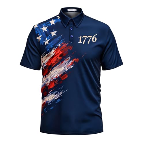 Camisetas polo patrióticas para hombre, camisa de golf USA | tejido suave y transpirable, gráfico de alta definición, polo del 4 de julio para Estados Unidos, ropa casual, ideal para fiestas del Día de la Independencia miniatura 1