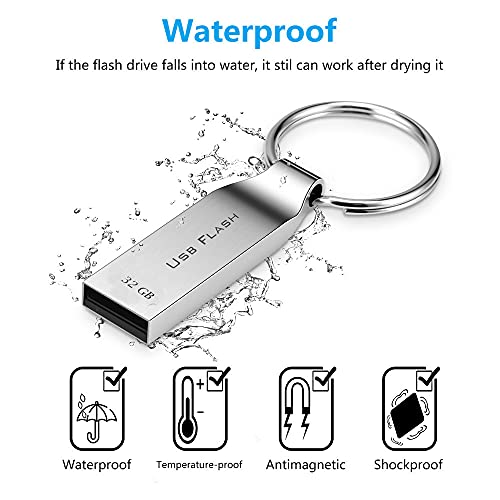 Kaulery USB Stick 32GB Memory Stick USB Speicherstick USB-Stick mit Schlüsselring Metall Thumb Memory Stick für PC… – Bild 3
