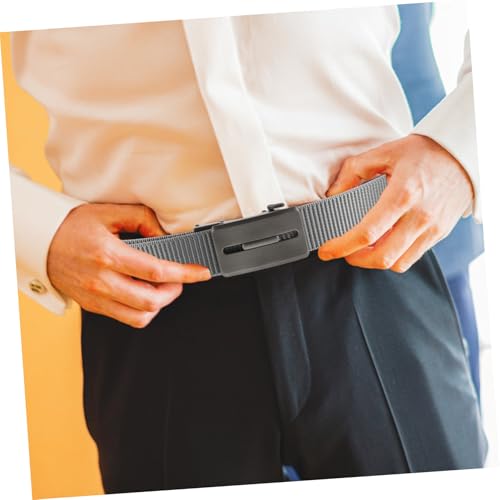 Men's Adjustable Nylon Ratchet Belt Casual Web Belt for Jeans Automatic Buckle Grey4