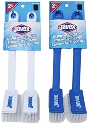 JAVEXAll Purpose Scrub Brush for Cleaning, Blue & White, Lot of 2 sets of brushes