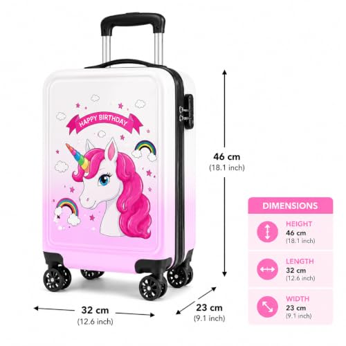 Image of Winnies 20 Inch Kids Suitcase with 8 Wheel Travel Trolley Bag (4 Day Trip)