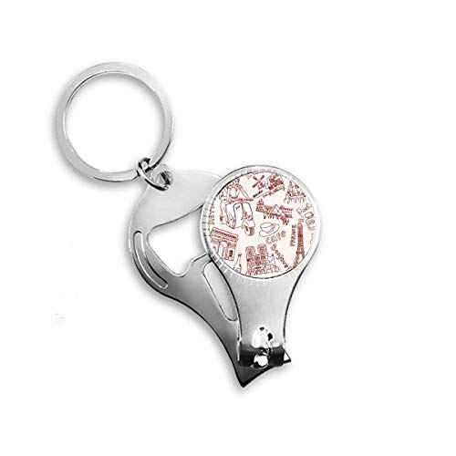 France Triumphal Arch Louvre Eiffel Tower Nail Nipper Ring Key Chain Bottle Opener Clipper