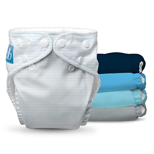 Image of Charlie Banana Cloth Diapers, Reusable, Washable, Adjustable One Size Diaper, for Babies and Toddlers, with Absorbent Inserts - Pastel Blue, 5 Pack