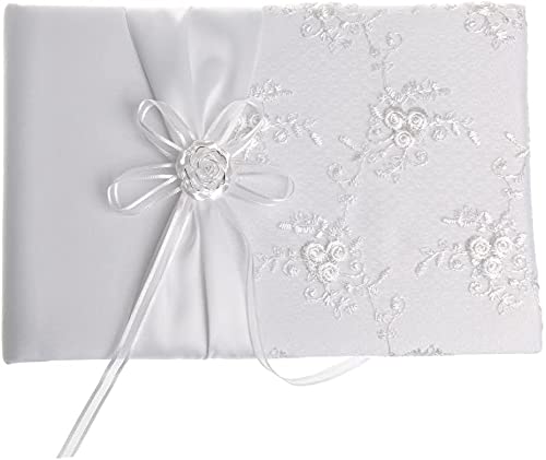 Livre d'or de mariage blanc satiné album signatures fête réception originale
