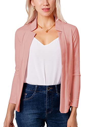 Image of YMING Womens Open Front Work Blazer Business Long Sleeve Jackets Solid Color Office Short Cardigans