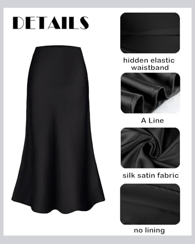 Yewanka Women's Silk Satin Midi Skirt Elastic High Waisted A-Line Cheetah Print Leopard Long Skirts for Women Trendy