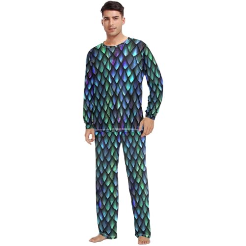 Couples Matching Pajama Sets Dragon Scale Two-piece Long Sleeve Sleepwear for Men & Women XXS-XXL2