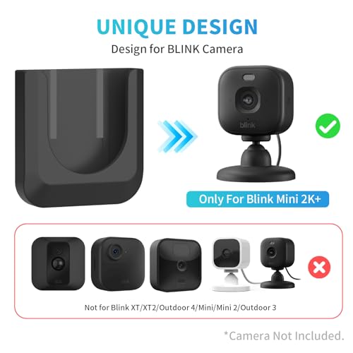 Image of Blink Mini 2K+ No Drill Wall Mount Bracket for Blink Mini 2K+ Indoor Camera,No Screw Adhesive Camera Mount for Indoor Outdoor Camera 3Pack (Camera Not Included) Black