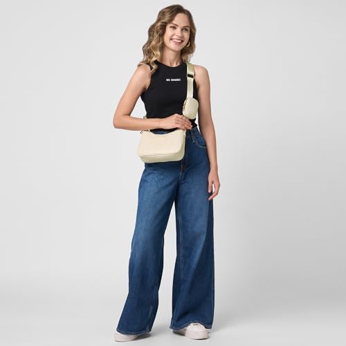 Image of Caprese Monroe Medium Crossbody Bag for Women | Sleek Monogram Sling Bag with Detachable Pouch | Adjustable and Detachable Strap Shoulder Bag for Everyday Use