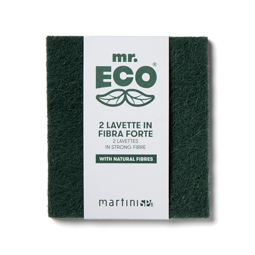 Martini Spa Green Household Sponges 2 Fibre Scouring Pads, Multi-Colour, One