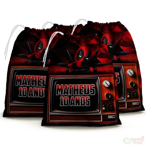 Sacolinhas Surpresa Personalizada Tecido Dead Pool (Sacolinhas 15x20, Unidades, 20)