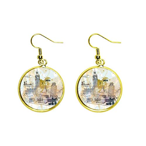 Pendientes Big Ben torre de Pisa joyería mujer colgantes dorados viaje