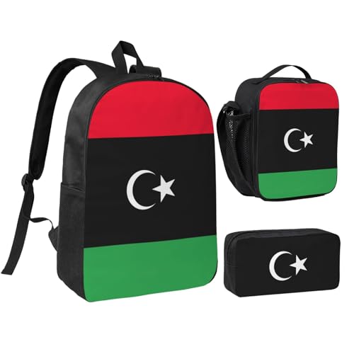 Sac à dos drapeau libyen kit 3 pièces ergonomique et résistant pour repas et fournitures