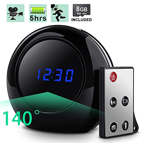 Spy Camera Clock with 140 Degree Wide View Angle Lens- Covert Video Recorder