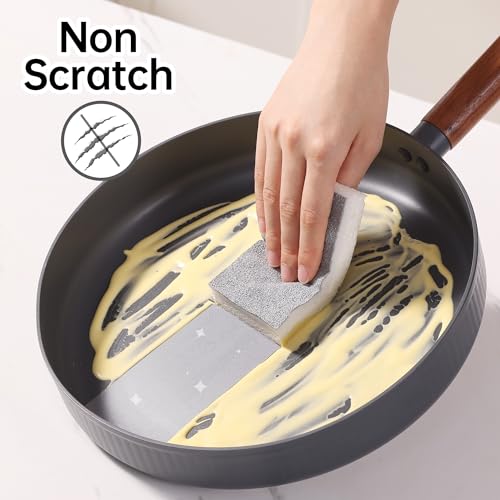 Image of JOYMOOP Textured Clean Sponges, Dual-Sided Non-Scratch Soft Scrub Dish Sponge, Safe for Non-Stick Cookware, Kitchen and Household Cleaning, 36 Pack [Grey & White]