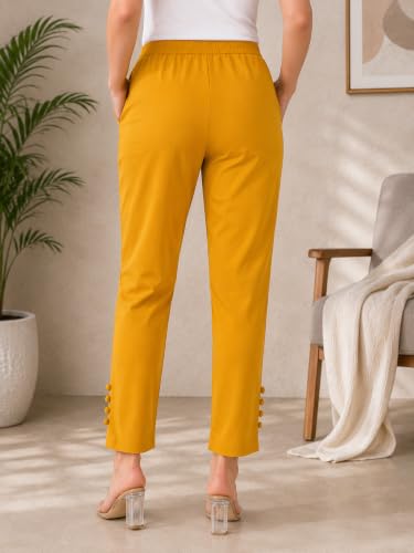 Image of Yash Gallery Women's Regular Fit Mid Rise Solid Lycra Trouser Regular Pants