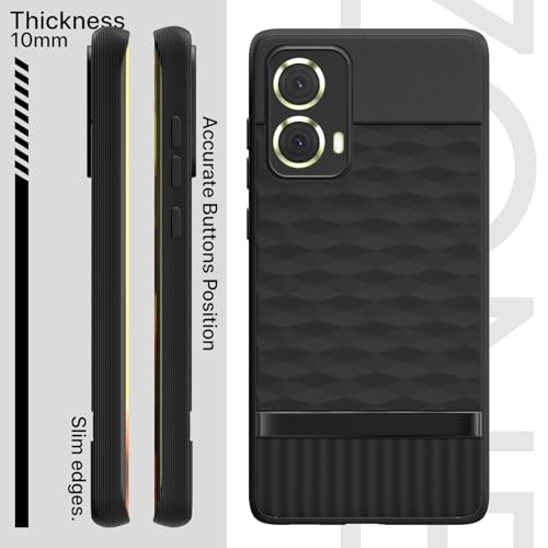 Image of Pikkme Back Cover for Motorola Moto G85 5G Camera Protection 3D Hexa Cube Design Silicone Protective Bumper Case (Black)