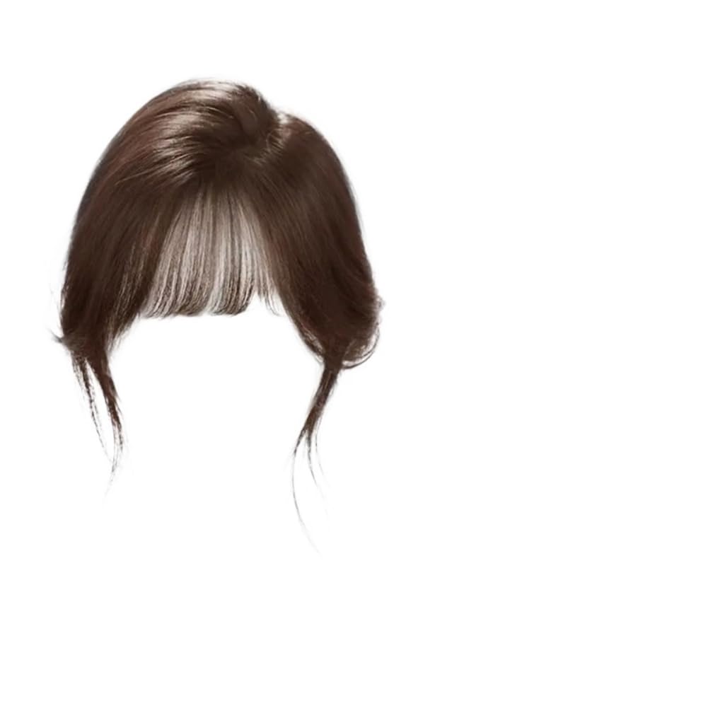 One-piece Handmade Seamless Straight Human Hair Topper Hairpiece Top Piece Wiglets Imitate Double Hairpiece for Women Thin Hair (Dark brown,Middle part)