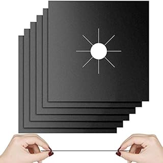 Gas Stove Burner Liners, 10 Pack 0.3mm Non-Stick Reusable Gas Range Protectors Stove Top Covers for Gas Burners Heat-resistant,Double Thickness, Dishwasher Safe 10.6”x10.6”
