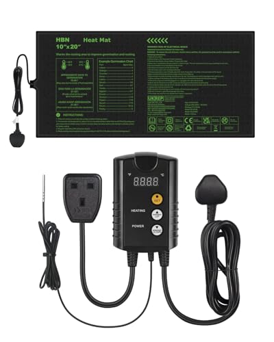 HBN Durable Seedling Heat Mat with Digital Thermostat,Waterproof Hydroponic Heating Pad,Seedling Heating Pad for Winter Indoor Seedling Greenhouse(Combo Set) option