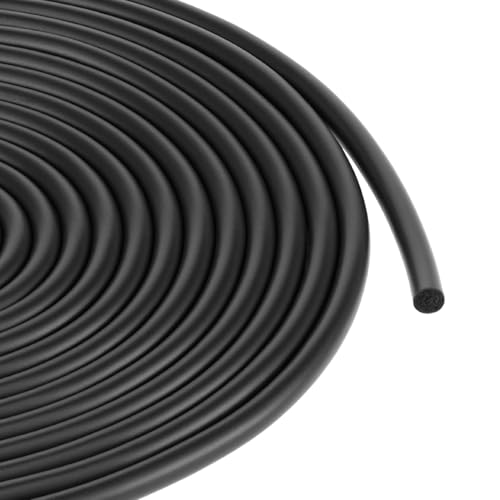 QWORK® Profilé de Remplissage de Joint Rond - 6 mm x 5 m - Mousse de Caoutchouc EPDM Noire - Pour Combler Les Interstices