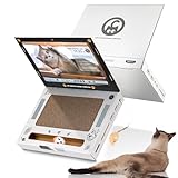 Scratching Pad Laptop Interactive Toy, 3-in-1 Cardboard Cat Toy, Unique Gifts, Accessories Essentials, Funny Carboard Laptop & Computer TV Scratcher for Indoor Cats, Grey