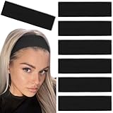 Tobeffect Black Headbands for Women Non Slip - Trendy Womens Headbands 7PCS Elastic Hair Bands for Women's Hair -Workout Sweat Head Bands Cotton Cloth Headband for Yoga Running Sport