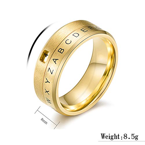 JAJAFOOK Anel giratório masculino de aço inoxidável de 8 mm, design decodificador, prata, preto, dou