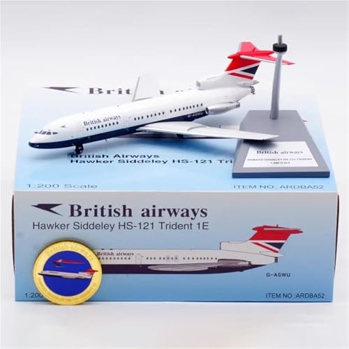 Modelo de avión British Airways Hawk Trident G-ASWU escala 1:200 miniatura coleccionable adultos 3