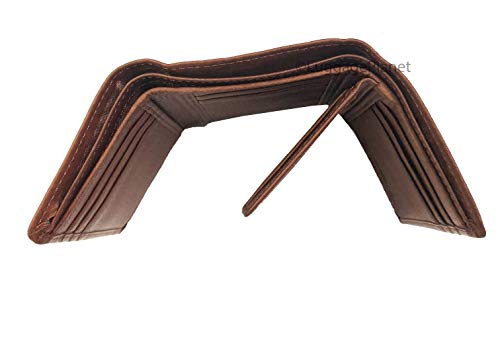 RFID Extra Page Mens Trifold Leather Wallet - Brandy2