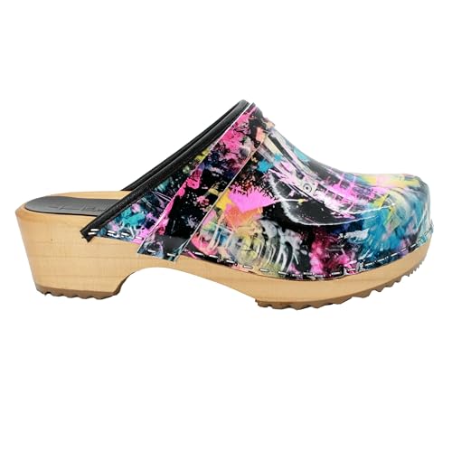Image of Bjork Maja Wood Open Back Leather Clogs
