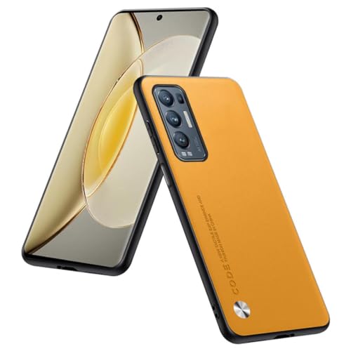 HULLIN Custodia Compatibile Con OPPO Find X3 Neo (6.55'), Cover Protettiva Pelle PU - Giallo