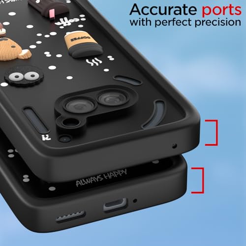Image of Pikkme Back Cover for Nothing Phone 2A / Nothing Phone 2A Plus | Cute Fun Cartoon 3D Bear Silicone Full Body Protection Bumper Case (Black)