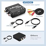 HTDYOO S Video RCA to HDMI Converter with RCA Cable + Svideo Cable + USB Cable, S-Video AV to HDMI Converte Compatible for PAL/NTSC for TV/PC/PS1/PS2/ STB/Xbox/VHS/VCR/DVD