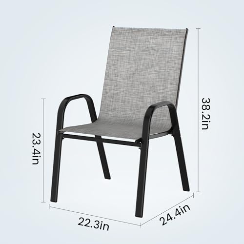 Pamapic Textilene Patio Chairs Set of 2, All-Weather Outdoor Dining Chairs for Garden Backyard Poolside Deck, Gray