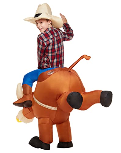 Spirit Halloween Kids Ride-On Inflatable Bull Costume | Fan Operated Outfit | Funny Costume | Cowboy Cosplay #TOP1