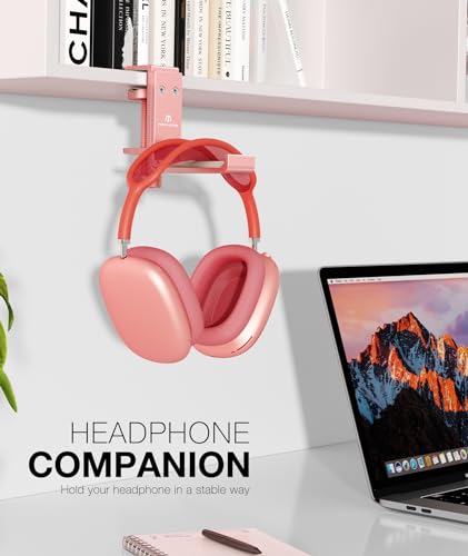 Image of Foldable Headphone Stand and Hook - Aluminum Headset Holder Clamp Mount Under Desk, Universal Fit for Gaming Headphones, Space-Saving Hanger Organizer