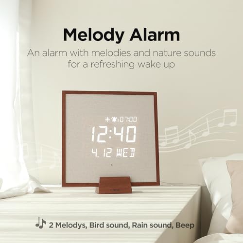 Horloge murale LED silencieuse mooas avec télécommande et veilleuse moderne