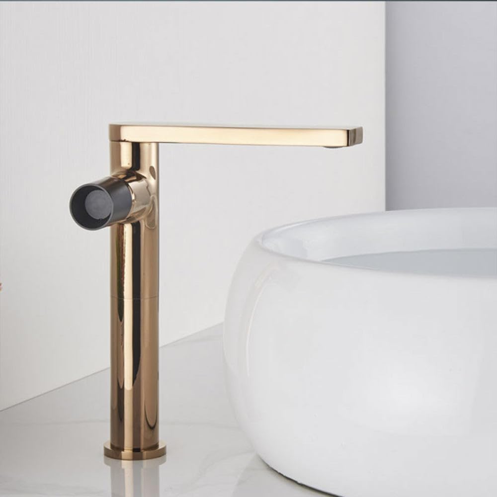Robinet de grue pour salle de bain mitigeur chaud froid sans éclaboussures noir or rose