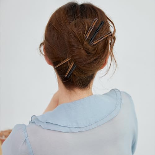 12 Pcs Vintage Wood Hair Sticks Bamboo Shape Hair Chopsticks Japanese Chinese Hairpin Decorative Retro Hair Forks Hanfu Pins Bun Holders for Long Hair Women