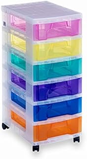 Really Useful Plastic Drawer Storage Unit 6X7 Litre Clear/Rainbow - Color: Clear/Rainbow