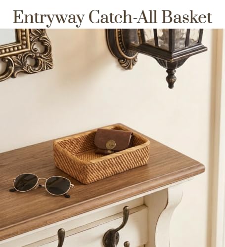 Image of Yangqihome Rattan Woven Basket, Small Wicker Baskets for Organizing (S)