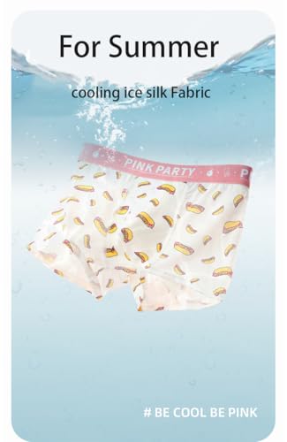 Men's Underwear Boxer Briefs Ice Silk Comfortable Cool Seamless Underwear Trunks Pink Boxers with Pouch3